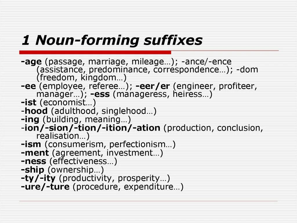 Form suffix. Noun forming suffixes. Noun formation suffixes. Suffixes verbs to Nouns. All Noun-forming suffixes.