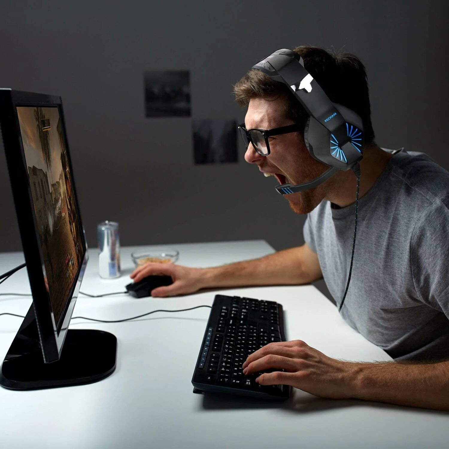 He plays computer games