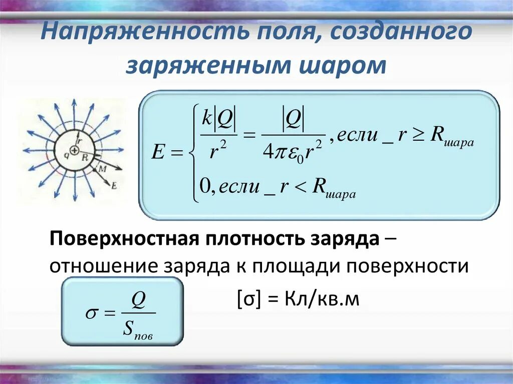 Отношение заряда тела к его объему. Напряженность поля объемно заряженного шара формула. Напряженность поля заряженного шара определяется формулой. Напряженность электрического поля шара формула. Потенциал заряженного шара формула.