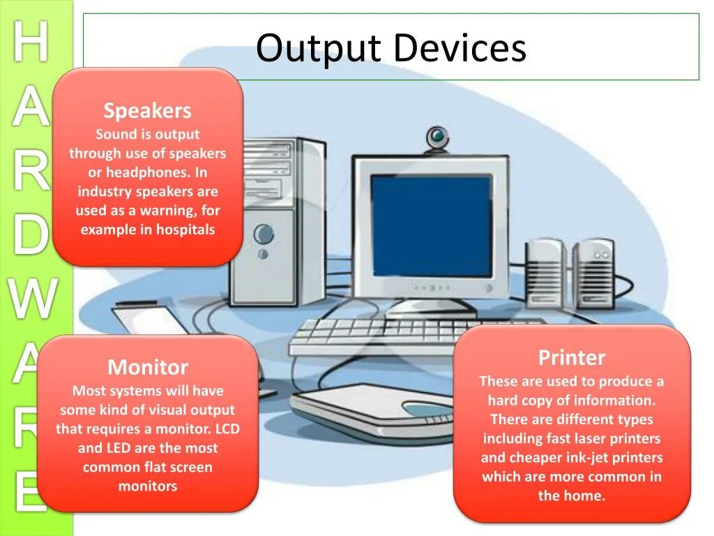 Common input devices. Output devices. Output. Output pics. Outputs send