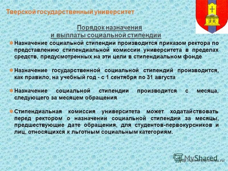 порядок назначения академической и социальной стипендии