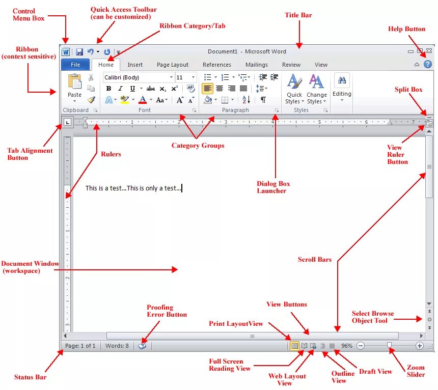 Название элементов окна word. Основные элементы интерфейса MS Word 2010:. Окно программы Майкрософт ворд. Элементы интерфейса текстового редактора Microsoft Word 2010. Интерфейс окна MS Word 2010.