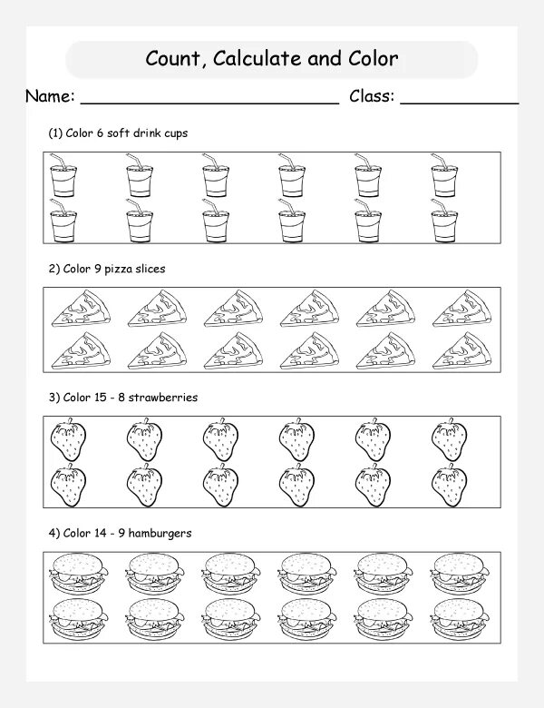 Раскраска count and Colour. Food Worksheet count. How many food Worksheets for Kids. Food counting Worksheets. How many units