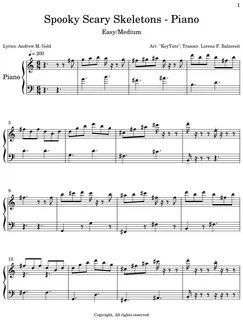 Spooky Scary Skeletons - Piano - Sheet music for Piano.