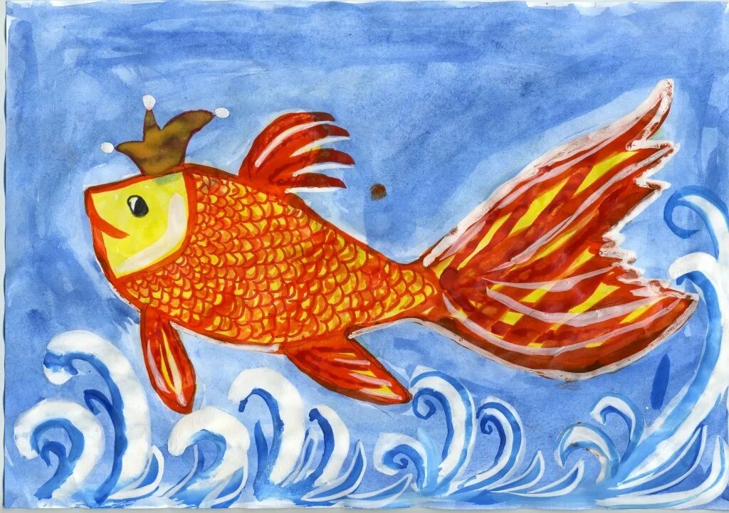 3 класс золотая рыбка. Золотая рыбка из сказки Пушкина. Рисование Золотая рыбка. Рисование на тему Золотая рыбка. Золотая рыбка рисунок.