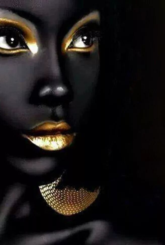 Номера негритянок. Черная девушка с золотым макияжем. Картина африканка с золотом. Чернокожая с золотым макияжем. Африканка в золоте.
