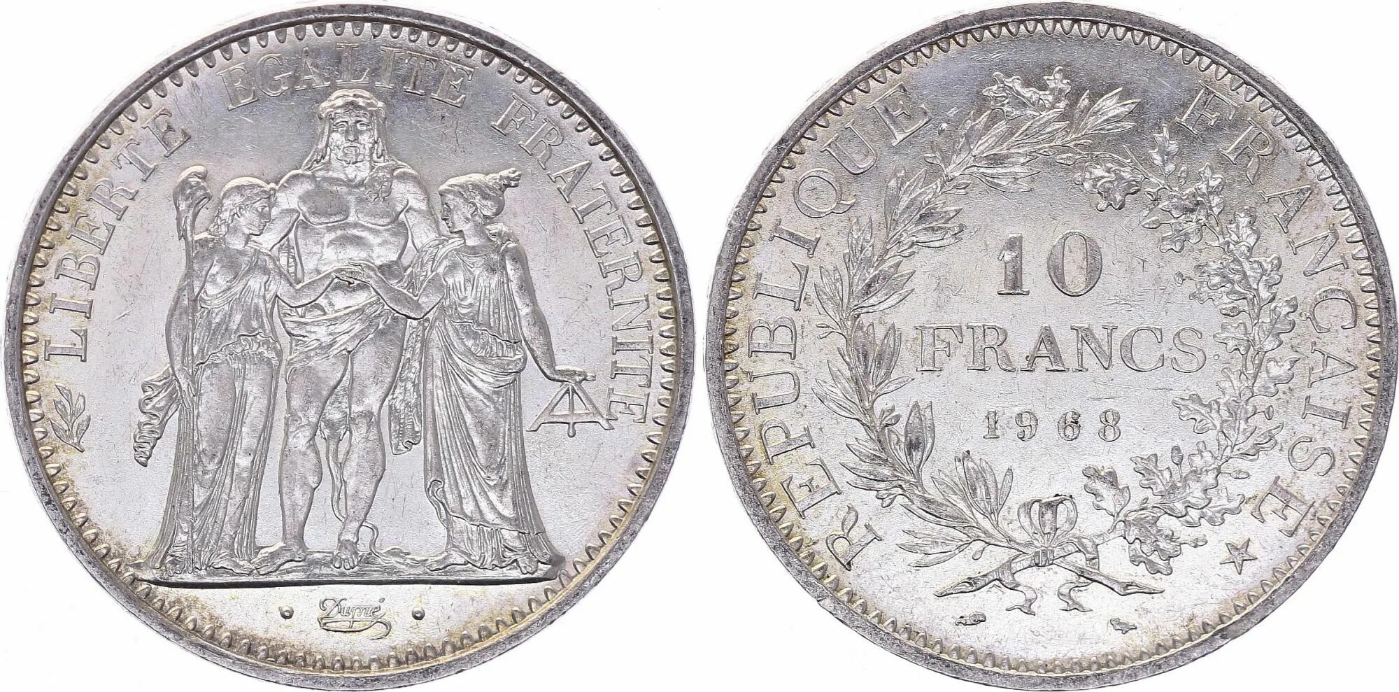 French 10. 10 Francs. Монета 50 Francs, Франция, 1878-1904. Монета серебро Геркулес. Франкрейх серебряные монеты средневековые.