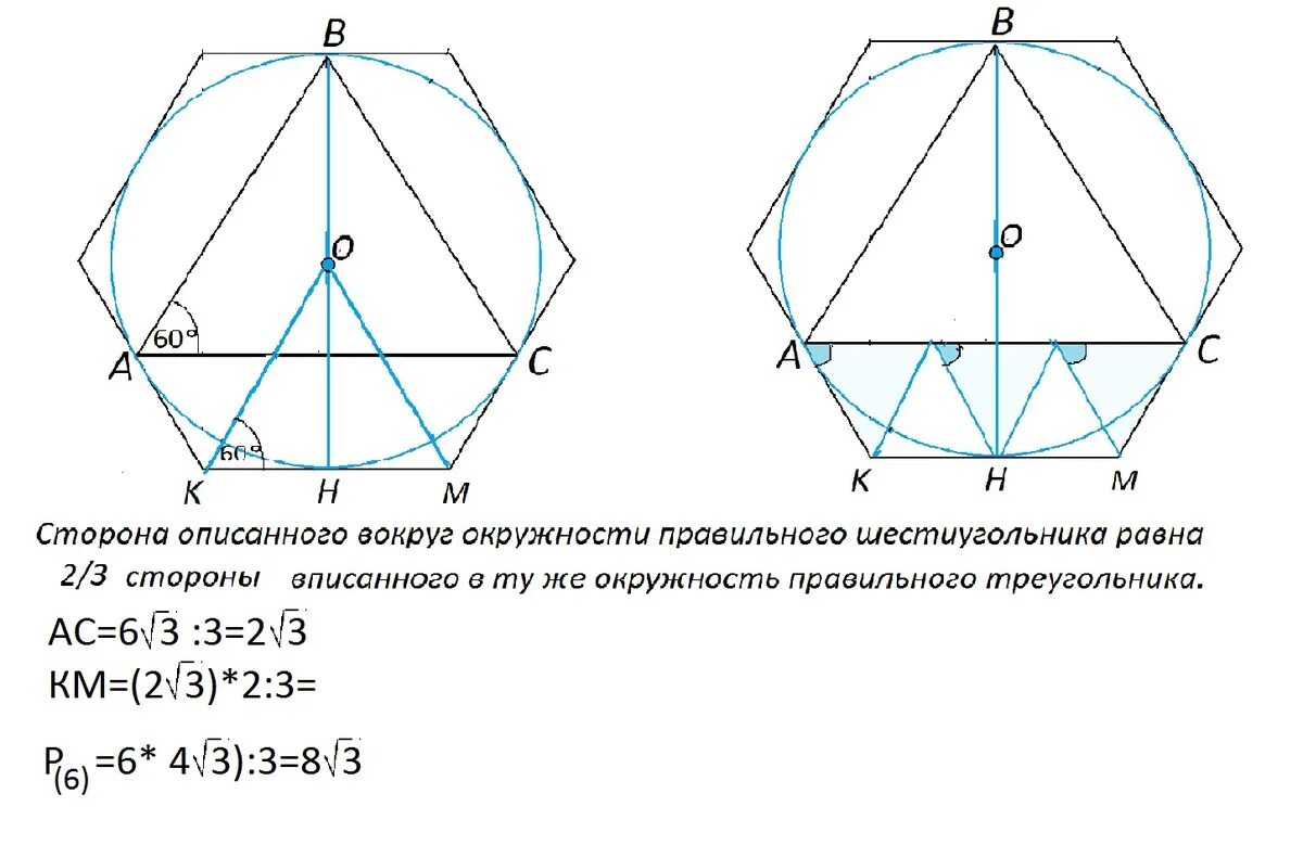 Сторона правильного шестиугольника. Вписанный правильный шестиугольник. Шесть правильных треугольников. Треугольник вписанный в правильный шестиугольник. Треугольники в правильном шестиугольнике.