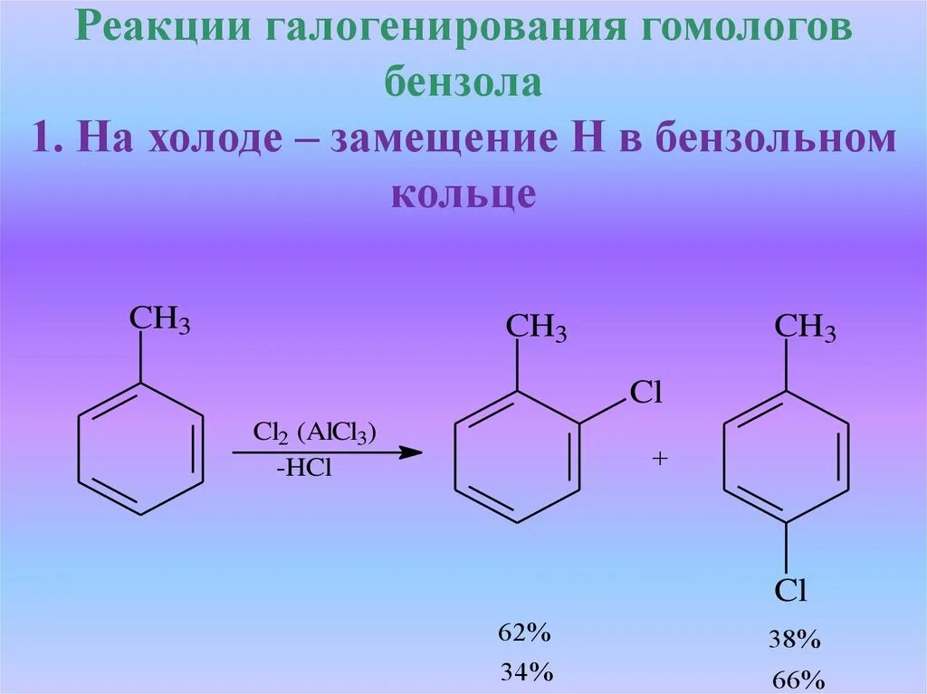 Реакция галогенирования толуола в бензольное кольцо:. Реакция замещения по бензольному кольцу. Реакция галогенирования бензола. Реакции замещения в бензольном кольце. 2 реакции замещения бензола