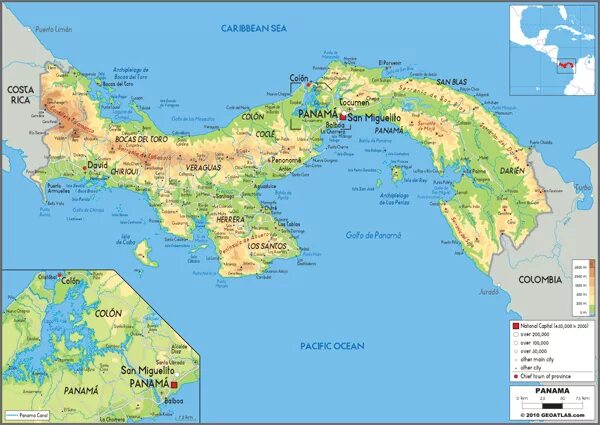 Где находятся панамские острова Panama Map