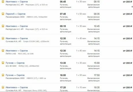 Расписание автобусов пугачев