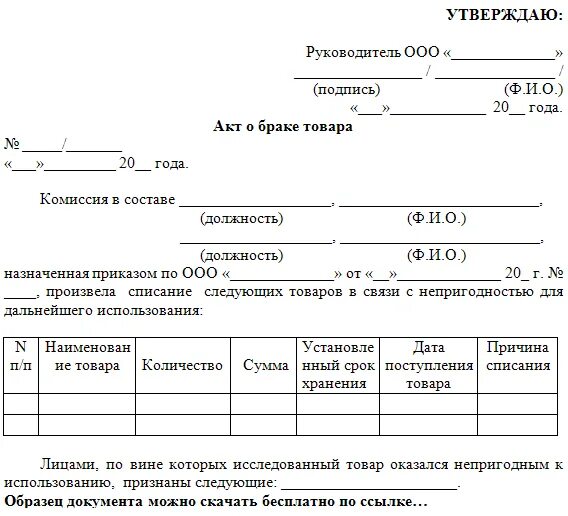 Списание по месяцам. Акт о бракованной продукции от поставщика. Акт на брак товара поставщику бланк образец. Акт о браке образец заполнения. Акт на списание бракованной продукции образец.