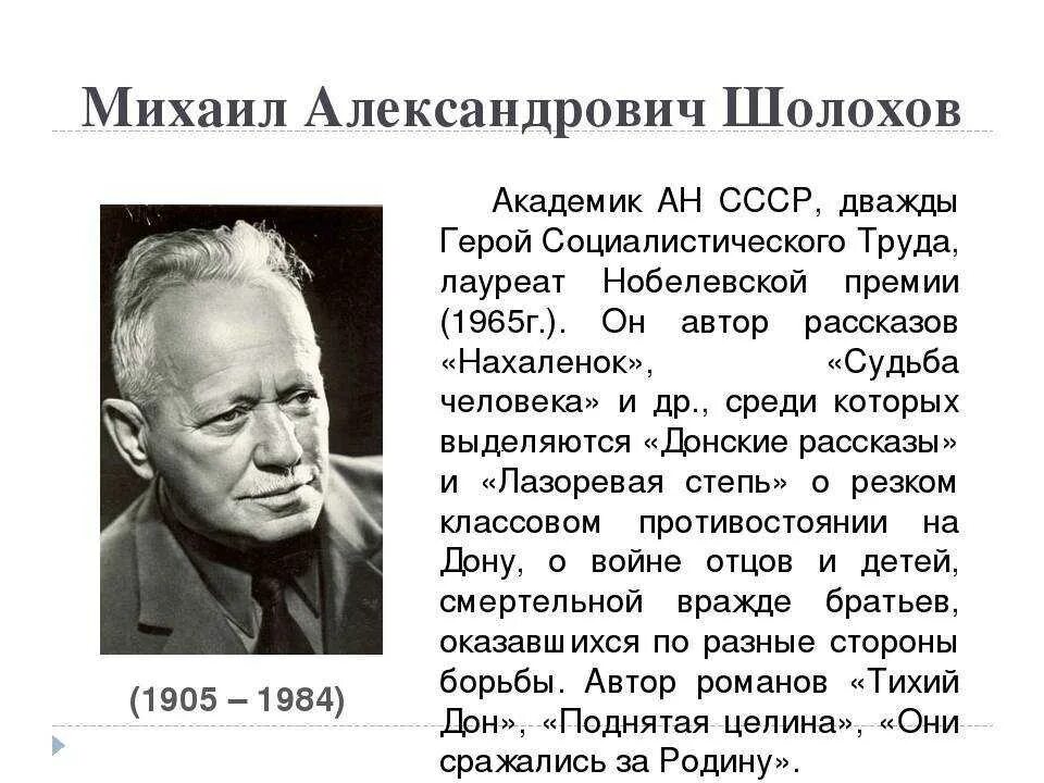 Шолохов слово о писателе. Писателя Михаила Шолохова. Сообщение о м Шолохове.