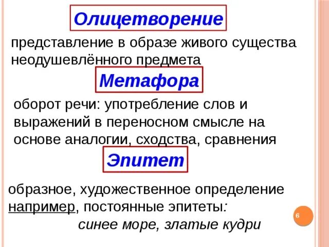 Найти эпитеты олицетворение сравнение