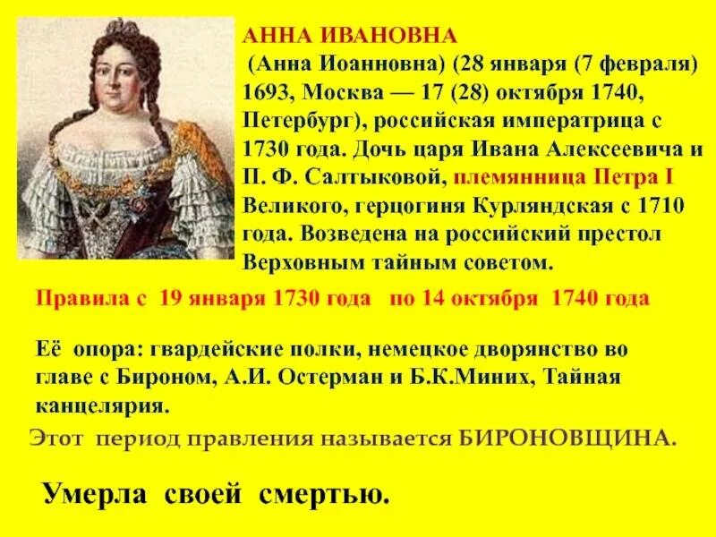 Сколько правила иоанновна