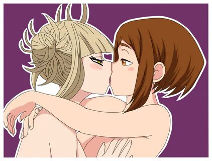 himiko toga, ochako uraraka, my hero academia, 2girls, female only, kissing...