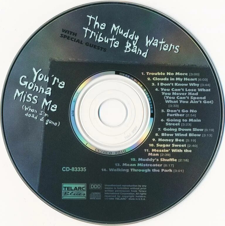 The Muddy Waters Tribute Band 1996-you're gonna Miss me. You gonna Miss me when i'm gone. Muddy Waters CD collections. Muddy Waters Vinyl.