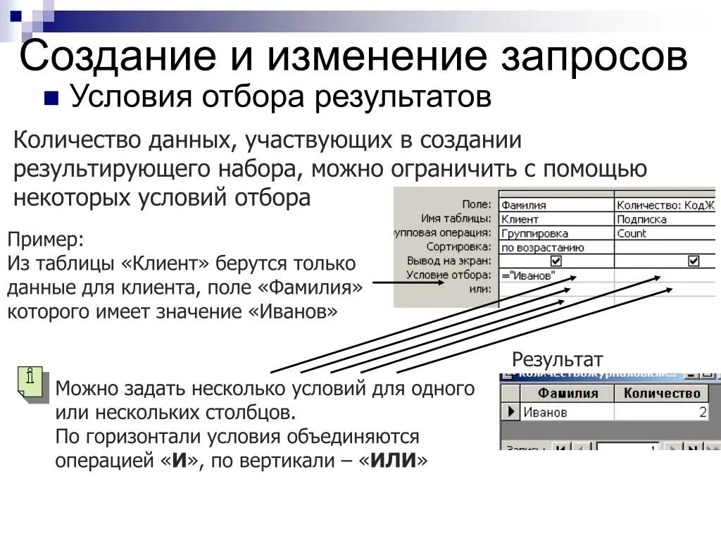 Запрос можно использовать для. Условия отбора в запросе. Условие отбора в запросе базы данных. Условие отбора в запросе access. Запрос с условием в access.