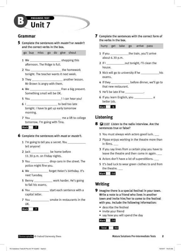 Unit 7 progress Test b. Тест Unit 7 Grammar Test. Unit 3 Test. Grammar 3 Units. Progress test unit 7 7 класс ответы