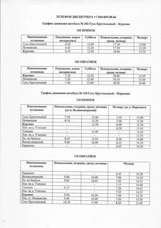 Расписание автобусов курлово гусь хрустальный на завтра