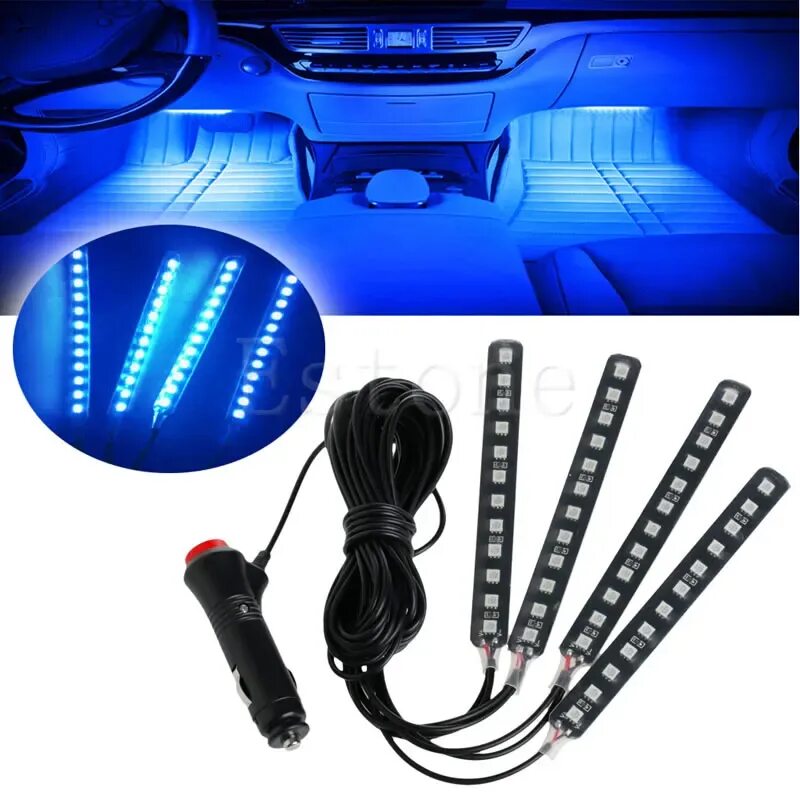 Led atmosphere lamp. Светодиодная 12v свет синий bi34282. [auto part store] 4pcs car rgb led strip light car styling decorative atmosphere 72led lamps car interior light with remote. автомобильные лэд лампы синие. светильник машина.