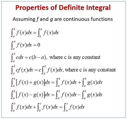 Properties definition. Integral properties. properties of the indefinite integral. definite integral computation example. definition of integration.