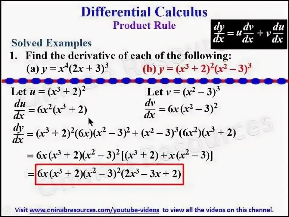 Product rule. Derivative of the Quotient of two differentiable functions.