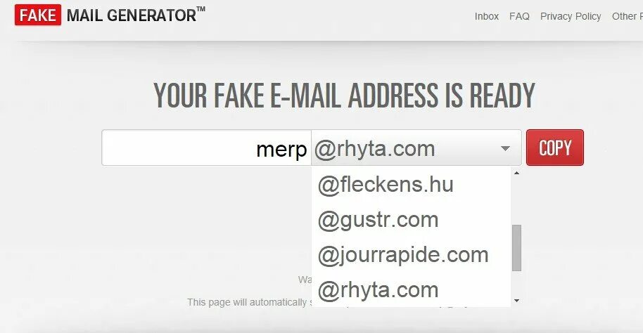 Fake email generator