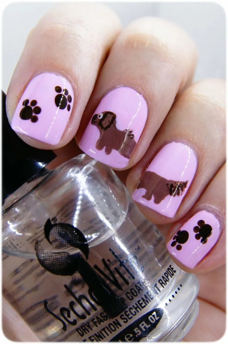 Лапа собаки на ногтях. Маникюр с собачками. Дизайн ногтей с лапками. Маникюр с рисунком собаки.