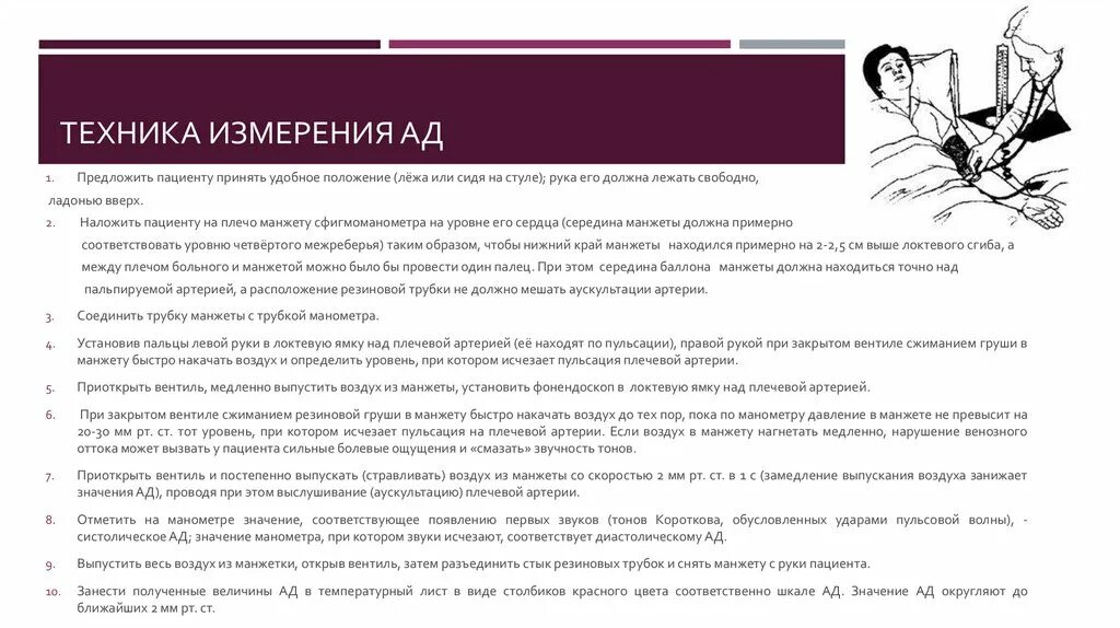 Лист манипуляции. Измерение артериального давления алгоритм манипуляции. Алгоритм измерения ад у пациента. Алгоритм техники измерения ад. Измерение артериального давления алгоритм действий кратко.