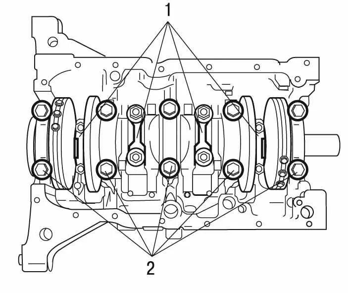 Затяжки бугелей коленвала. Момент затяжки коленвала Пежо боксер 2.2. Болты коренных подшипников Форд фокус 2. Схема затяжки коленвала Лачетти. Затяжка болтов коленвала Пежо боксер 2.2.