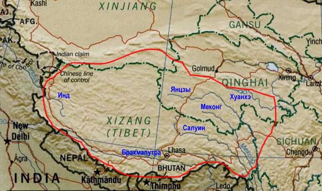 Где на контурной карте находится река янцзы. Река Салуин на карте Евразии. Река Хуанхэ на карте. Тибетское Нагорье реки. Цинхай-тибетское Нагорье на карте.