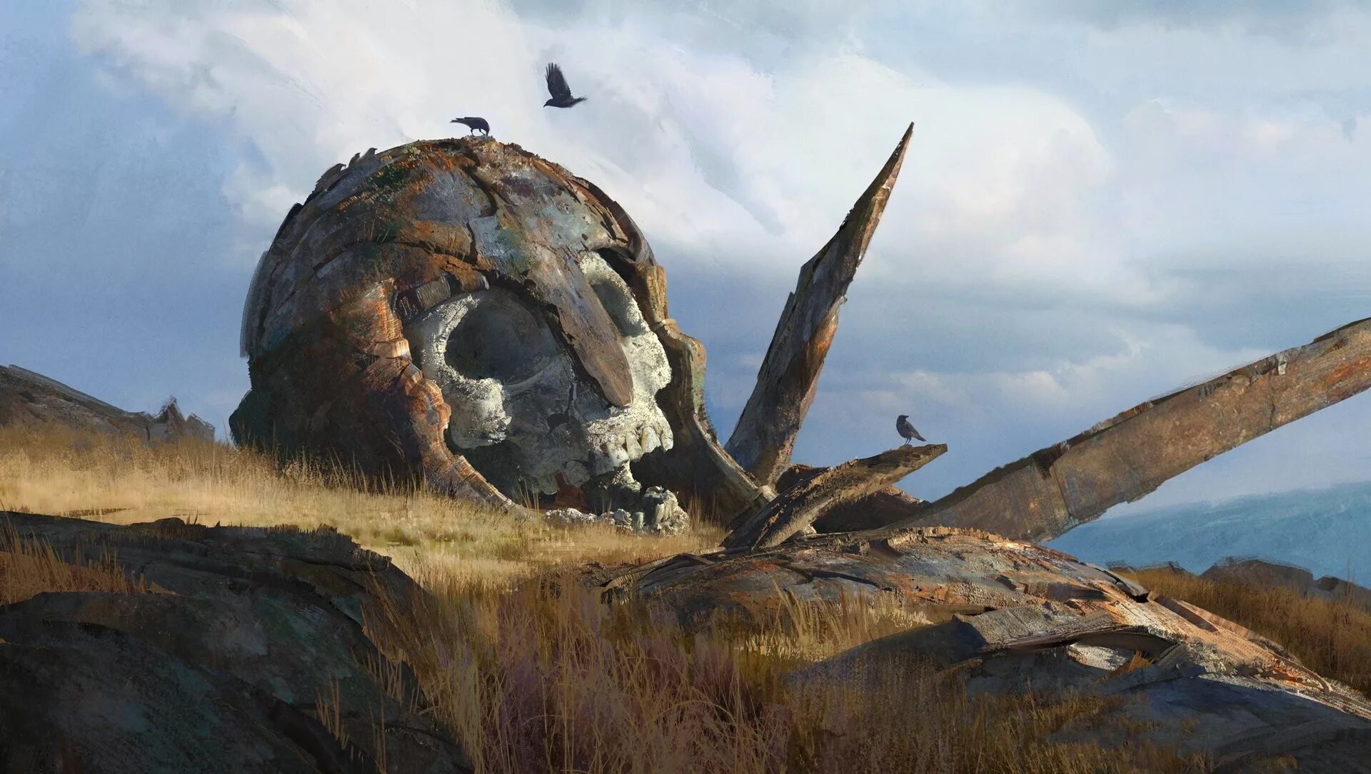 Череп в земле. Eytan Zana Art. Каменный гигант. Меч в скале.