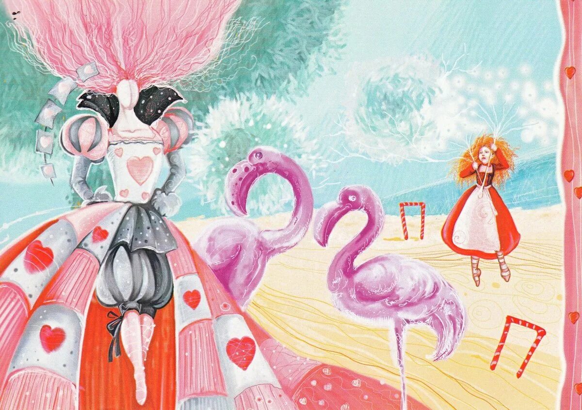 Алиса в стране чудес 10 глава. Алиса в Зазеркалье крокет Фламинго. Алиса в стране чудес крокет Фламинго.