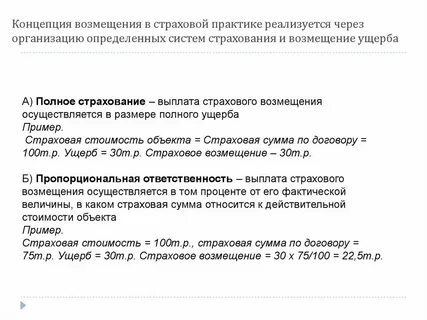 Возмещение убытков в страховании