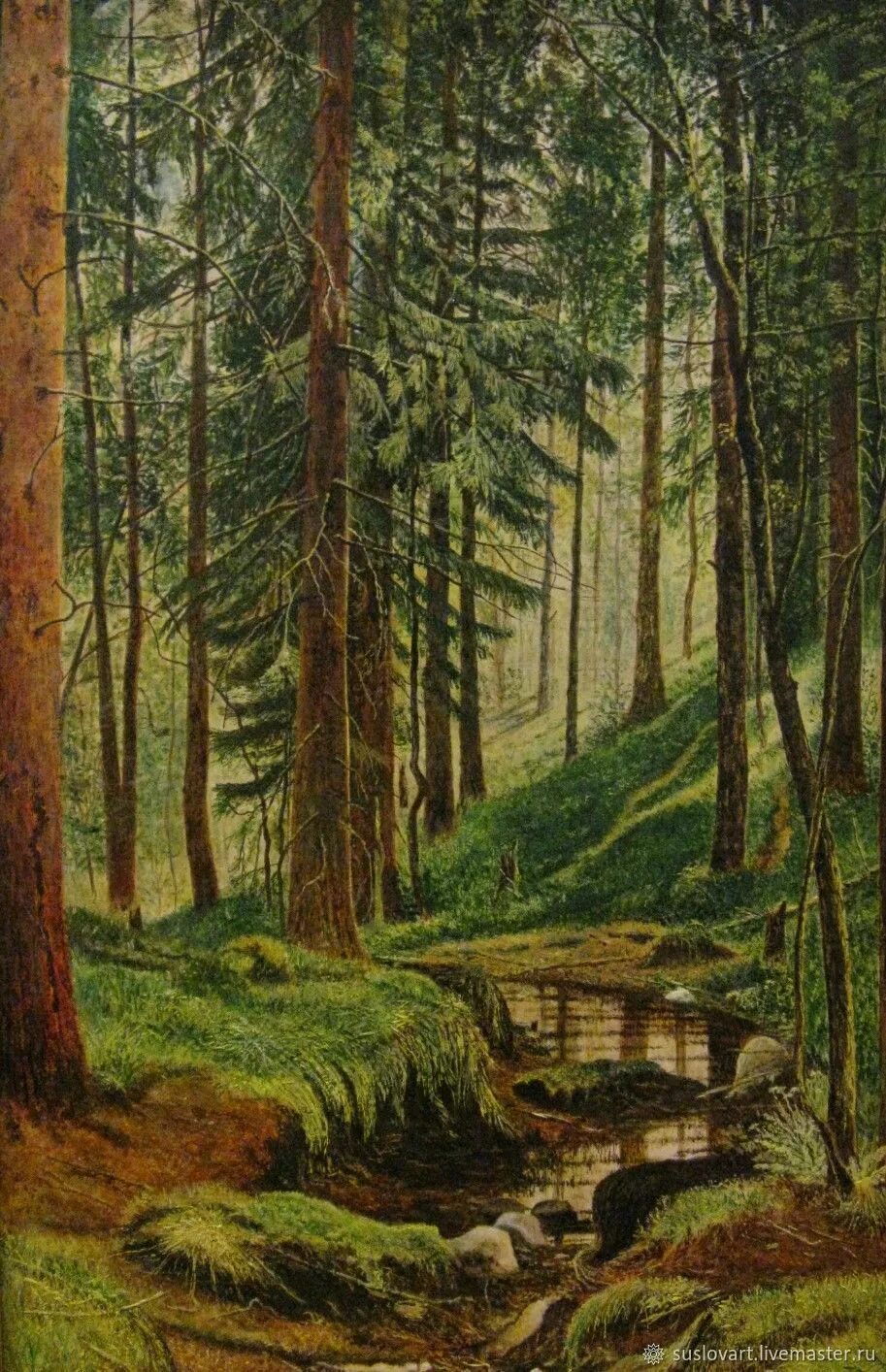 Ручей шишкина. Картина Шишкина Лесной ручей. Картина Ивана Шишкина Косогор.