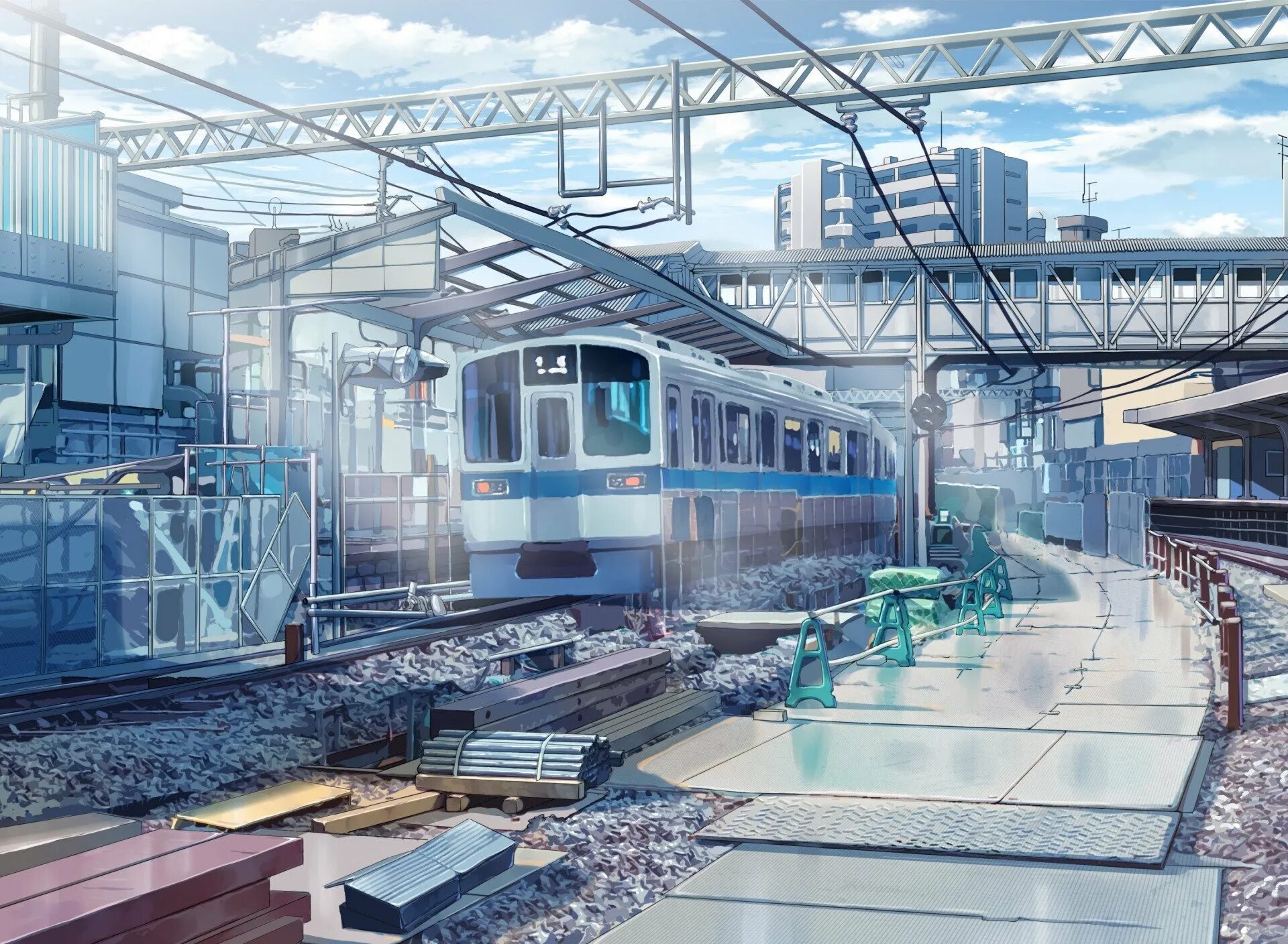 Киберпанковский железнодорожный вокзал арт. Траин статион. Поезд на вокзале. Макото синкай железная дорога ночью. Макото синкай железная дорога.
