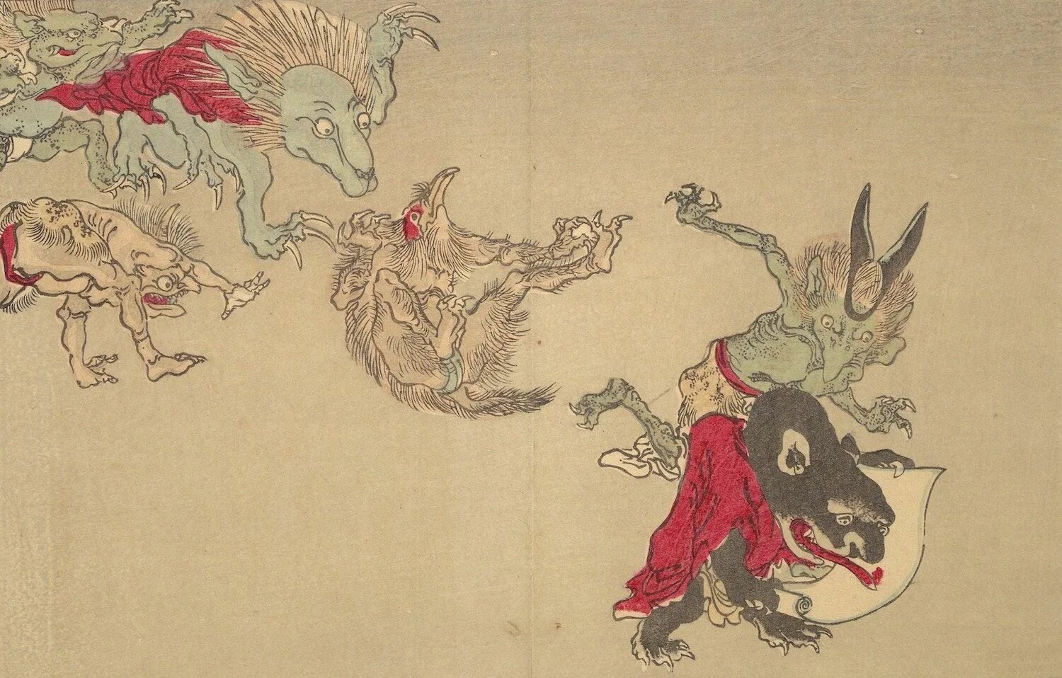 One hundred demons. Хякки яко ночной парад ста демонов. Yokai art: night parade of one hundred demons галерея. Kawanabe kyosai. Yokai art night parade of one.
