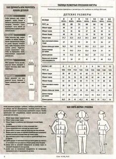 Таблица роста для вязания