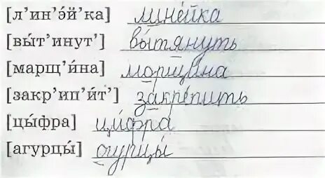 Прочитай транскрипцию слов подчеркни орфограммы