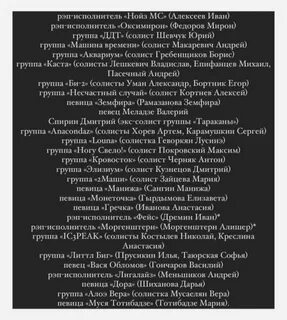Список запрещенных исполнителей