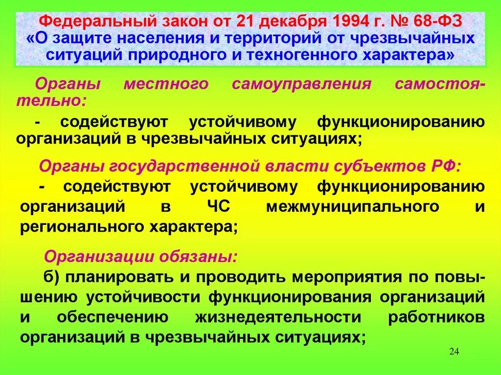 Федеральный закон 68-ФЗ от 21.12.1994. 21декабря 1994 г. № 68-ФЗ. ФЗ-68 О защите населения и территорий. ФЗ-68 от 21.12.1994.