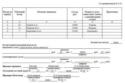 Унифицированная форма 53