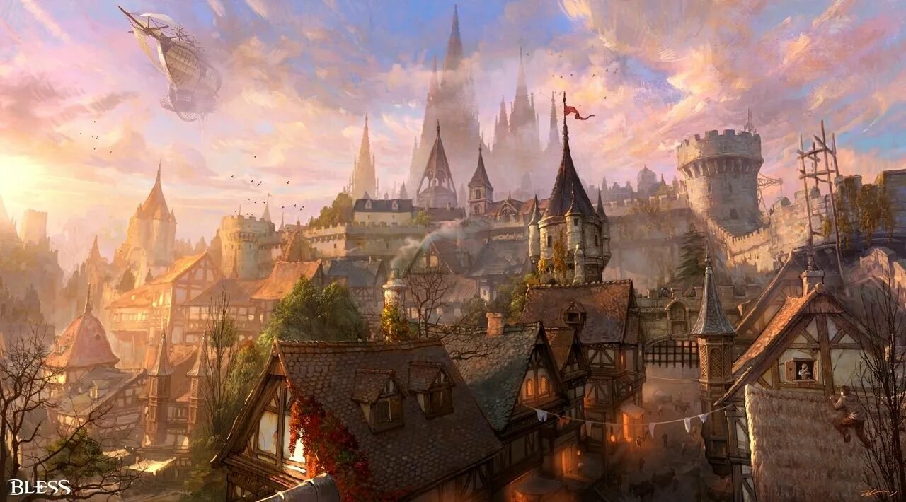 Трущобы 19 век арт. Фэнтези евро. Пейзажи в стиле фэнтези. Средневековый город фэнтези. Фэнтези средневековье.