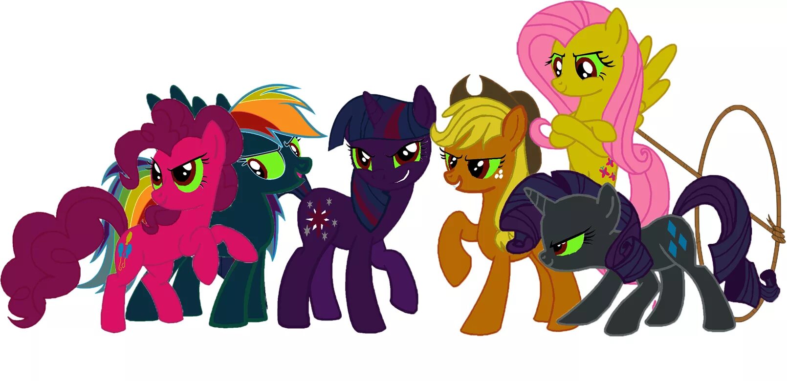 My little Pony Evil Mane 6. МЛП злые пони. Пони злые и добрые. Злая шестёрка пони.