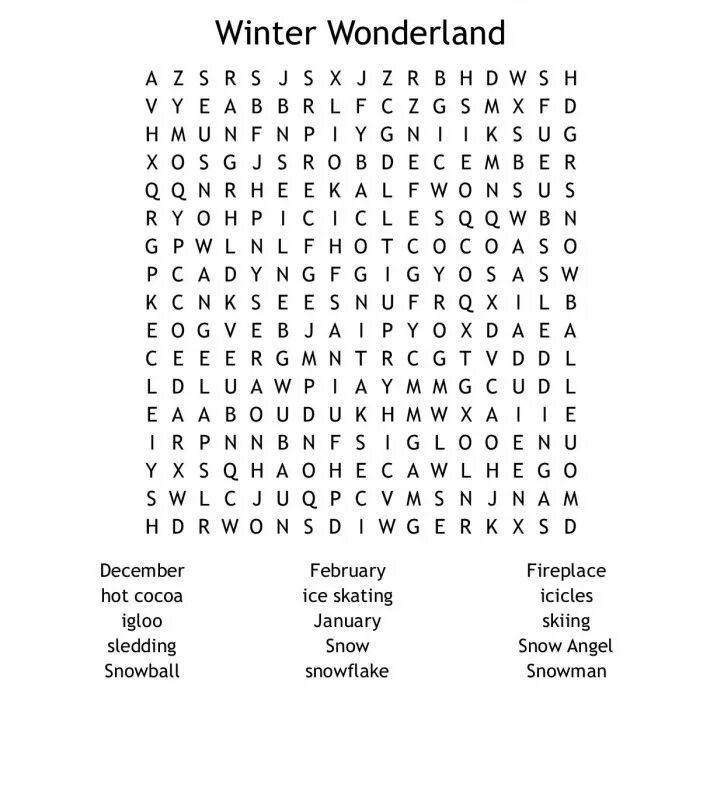 Winter word find. Wordsearch. winter word search. winter wordsearch for kids. word search for kids winter.