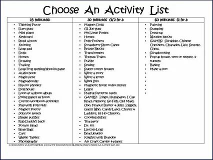 Choose activities