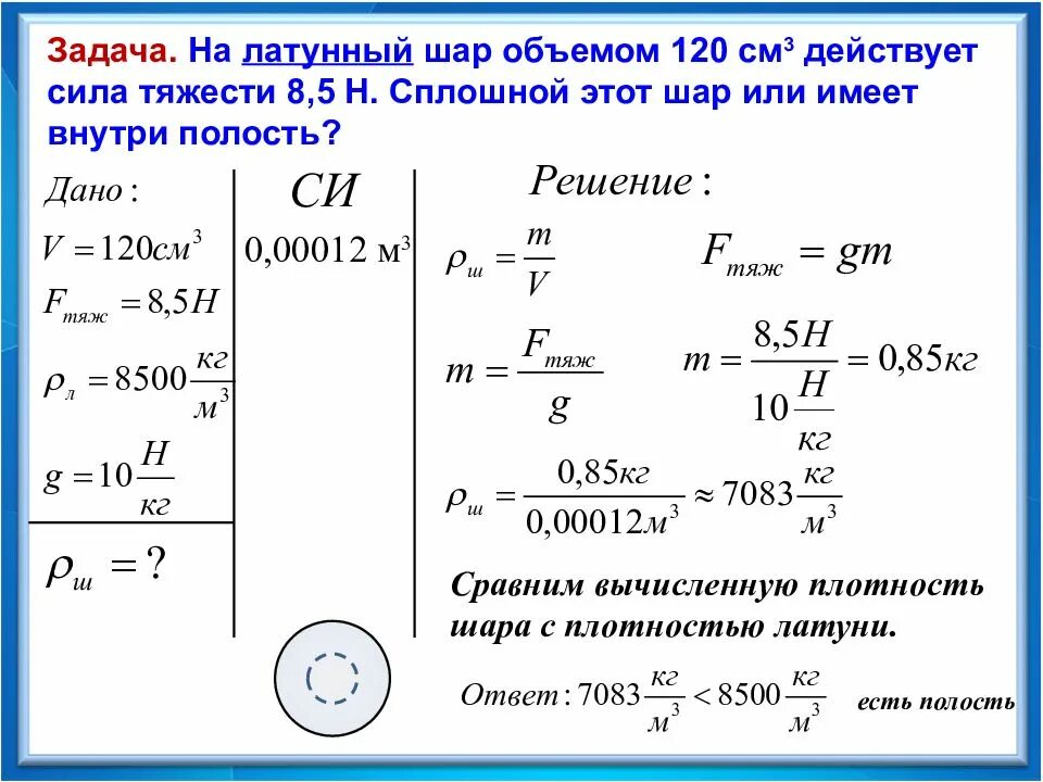 Какова масса стального. На латунный шар объемом 120 см3 действует сила тяжести 8.5 н. Задачи задачи сила тяжести. Силы тяжести, веса, массы и плотности тела. Масса равна силе тяжести.