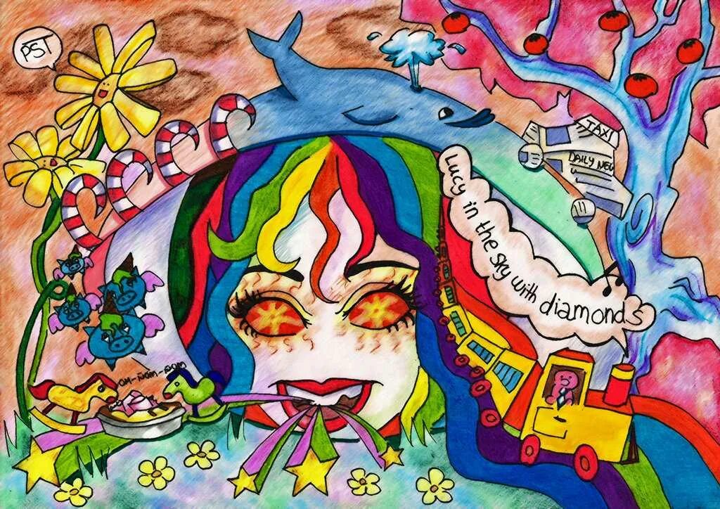 Beatles lucy in the sky with diamonds. Lucy in the Sky with Diamonds the Beatles. Битлз лсд. Lucy in the Sky with Diamonds иллюстрации. Lucy in the Sky with Diamonds Yellow Submarine.