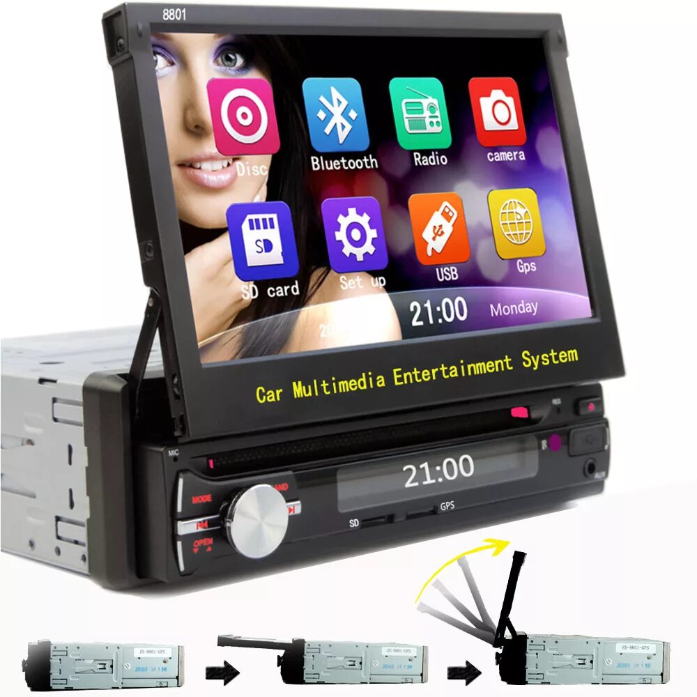 Автомагнитола с GPS Navi 1 din. Автомобильный DVD Player 1din. Магнитола 1din с экраном андроид